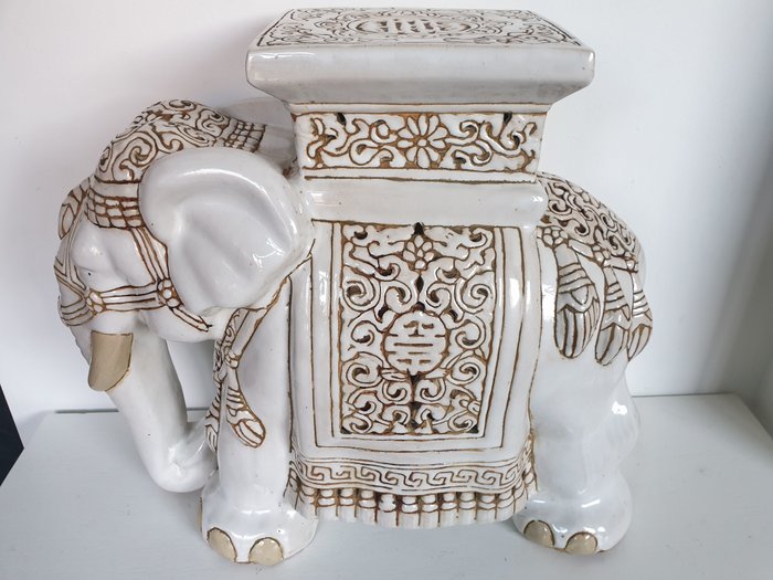 Table éléphant / plante - Céramique