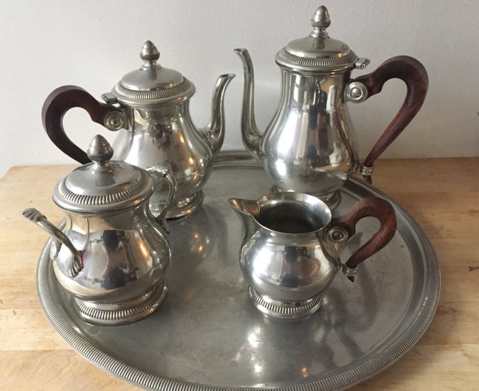 Etain du Manoir - 6人咖啡套裝, 錫製茶具和咖啡具 (5) - 藝術裝飾 - 錫合金/錫, 錫