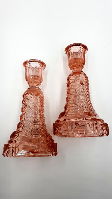 Charles Graffart and Rene Delvenne - Val Saint Lambert - Chandelier (candle holder) model Edward Luxval (2) - Molded Press Glass / Crystal