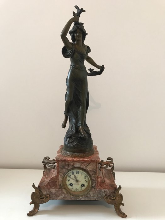 Relógio de lareira - GUILLEMIN - Mármore, Zinco - Final do século XIX