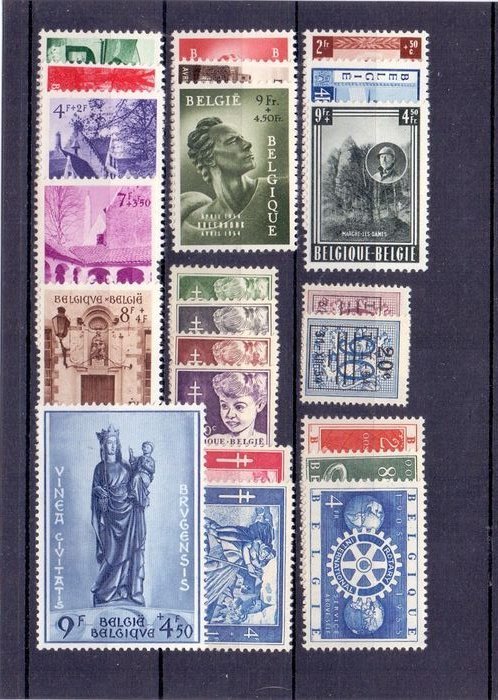 Belgia 1954 - Kompletny tom z Begijnhof Brugge, Breendonk II i innymi. - OBP 938/960