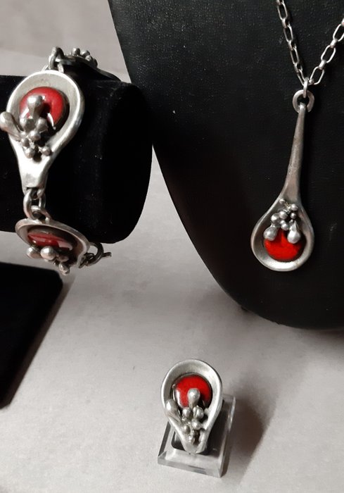 Lysgaard Design Tenn - Armband, Halsband, Ring, Set Röd