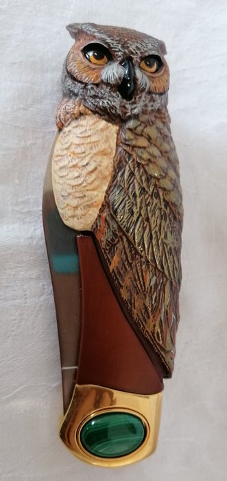 Franklin Mint - 收藏家刀owl - 木材，rvs，24krt金，非常稀有