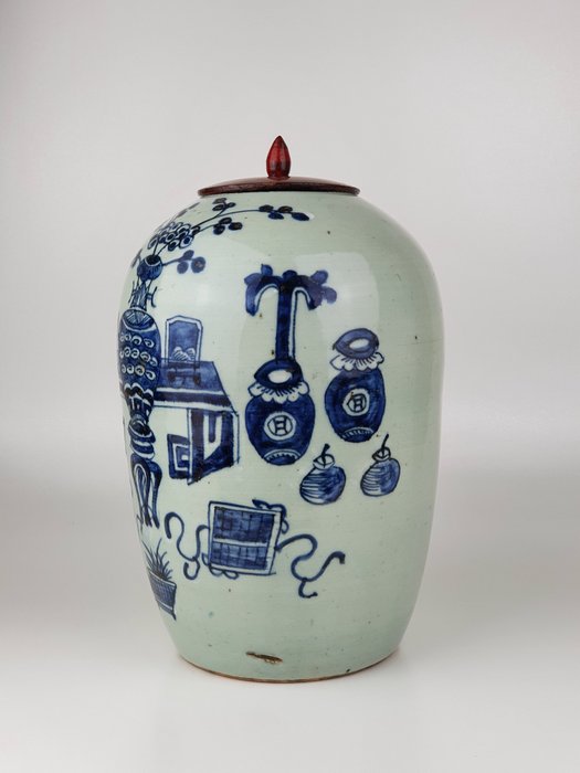 Gemberpot en deksel – Blauw en wit – Porselein – China – 19e eeuw