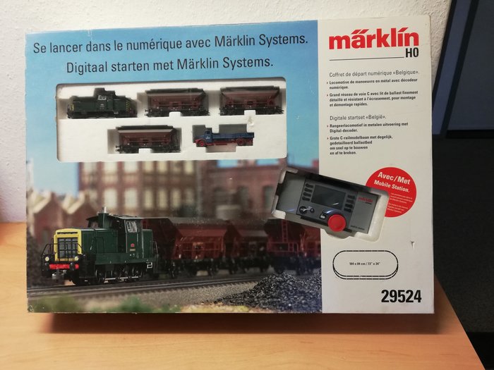 Märklin H0 – 29524 – Treinset – Startset met Serie 260 en 3 onderlossers, C-Rail en Mobile Station – NMBS, SNCB