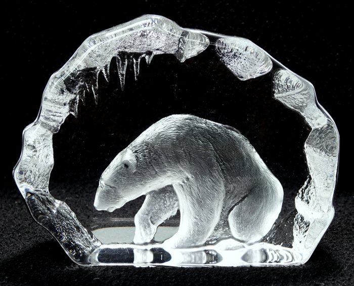 Mats Jonasson, escultura grande, oso polar - Cristal