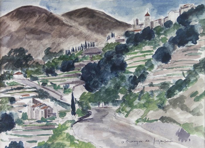 André Dunoyer de Segonzac (1884-1974) - Sur la route de Roquebrune