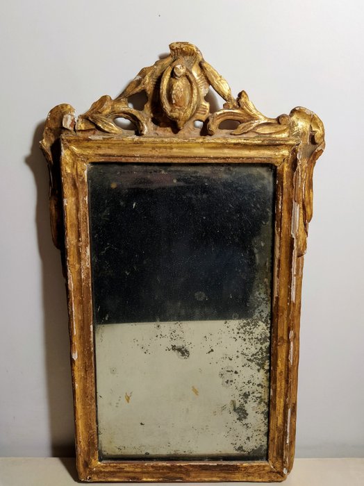 Muinainen kullattu peili peilin muotoilla - Puu - 1700-luvun loppupuoli