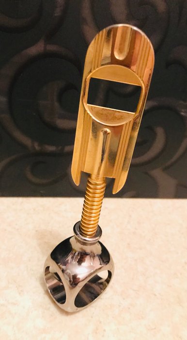 Kurkscrew, vintage flaskeåbner i vintage stil og nøddeknækker i patenteret forgyldt Dom (2) - Forgyldt, Stål, Stål (rustfrit)
