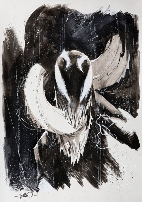 Simone Di Meo - Illustrazione Originale - "Venom - Paura del Buio" - china - A3 - Loose page - Other (2019)