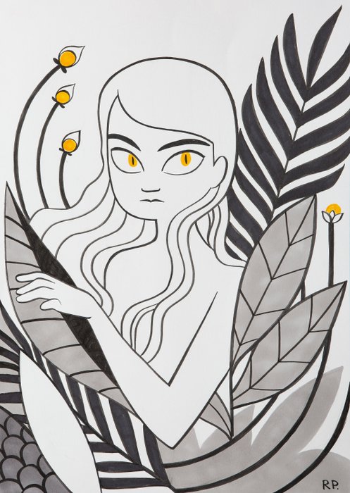 Rita Petruccioli - Illustrazione Originale - "Yellow Jungle" - china - A3 - Loose page - Other (2019)