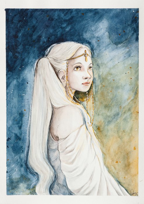 Anna Schilirò - Illustrazione Originale - "La Storia Infinita - L'imperatrice" - acquerello - 30x42cm - Loose page - Other (2019)