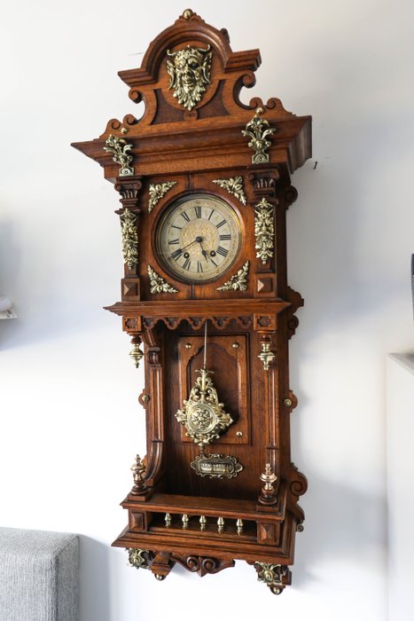 Stor Lenzkirch balkong frittstående Uhr - Lenzkirch A.G.U. - Bronse, Tre - 1800-tallet