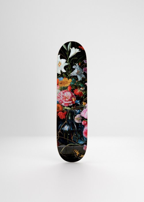 Image 3 of Jan David de Heen (after) - Flowers 09, Triptych Skateboard
