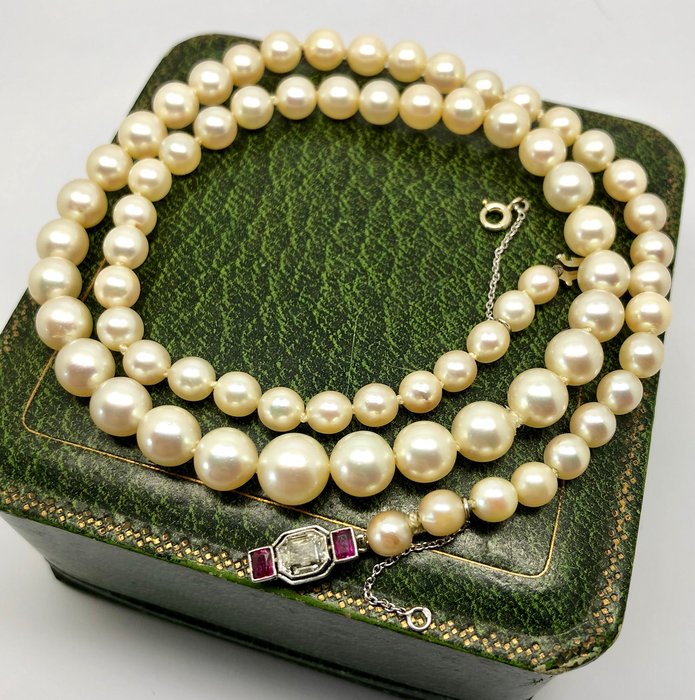 Extra Largo Collar de perlas Art Deco Estilo Anudado 168-170cm ROSA NÁCAR