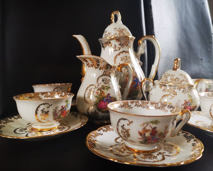 Royal ADP Porcelaine de Luxe Limoges - Serwis do kawy na 6 osób (15) - Romantyczny - Porcelana