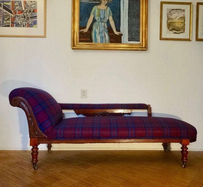 Victoriaanse chaise longue – Mahonie – Eind 19e eeuw