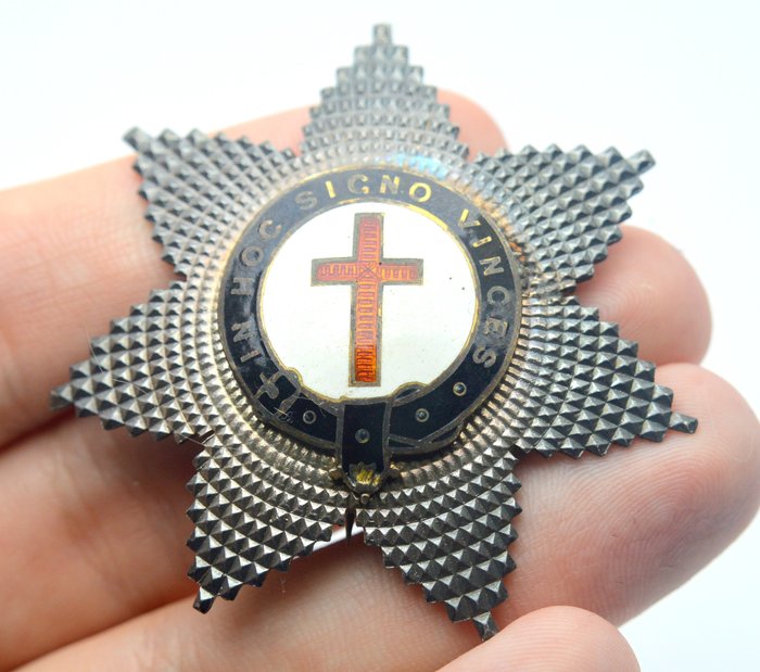 Masonic Knight Templar Order "In Hoc Signo Vinces" (1) - .925 sølv, Emalje