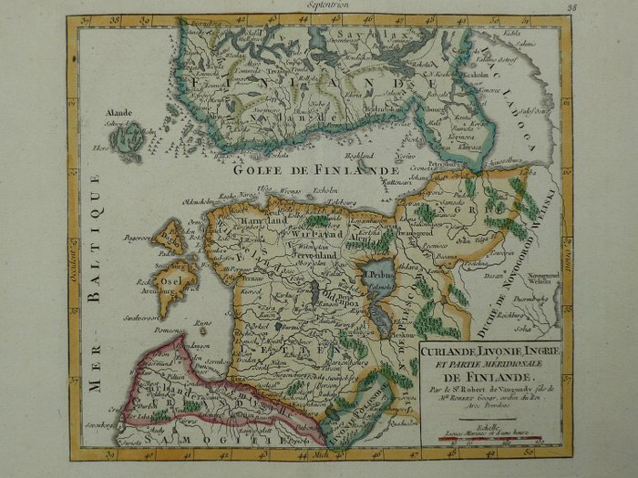 Baltic Region, Estonia, Latvia; Robert de Vaugondy - Curlande ...