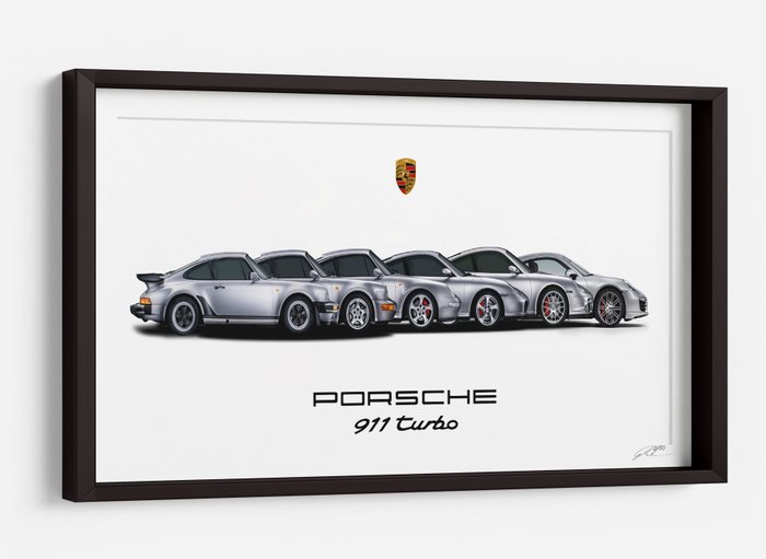 Frame - Porsche 911 Turbo Evolution 1974 - 2016   - 80x40 cm - Porsche Museum  - Limited Edition 19/50 pcs - Porsche - After 2000