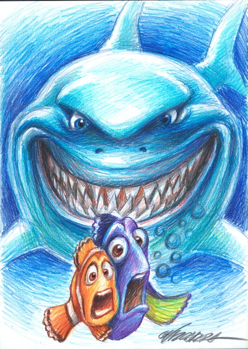 Finding Nemo - Marlin & Dory - Original Drawing - Joan Vizcarra - 原创艺术