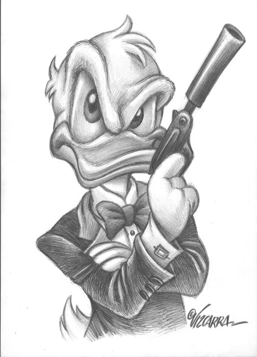 Donald Duck 007 - Original Drawing - Joan Vizcarra - Μολύβι τέχνης