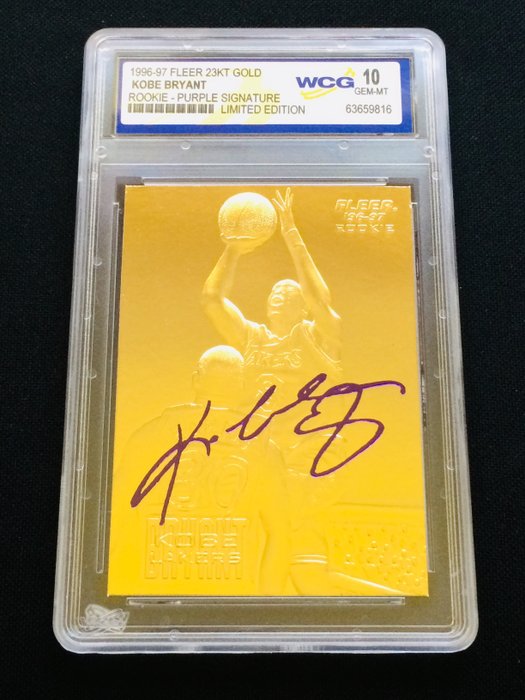 1996/97 - Fleer - 23KT Gold - Kobe Bryant - Rookie - Purple Signature - Limited Edition - 1 Graded card - WCG 10