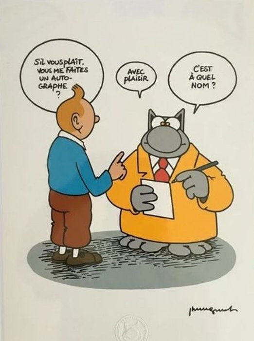Image 2 of Hommage à Hergé - Sérigraphie Tintin autographe - C'est à quel nom ? - (2018)