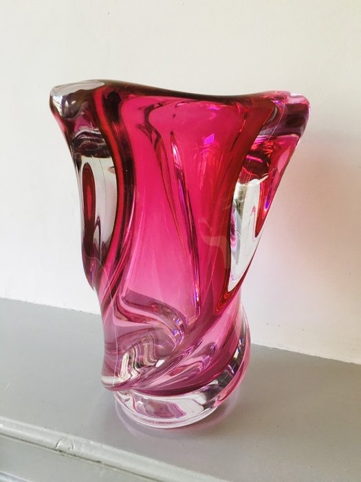Val-Saint-Lambert, hermoso jarrón de cristal grande, primera mitad del siglo XX, excepcionalmente hermoso y en (1) - Cristal
