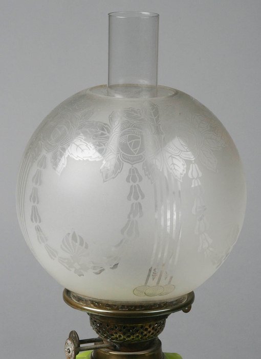 Olielamp – Victoriaans – Glas, Messing – Eind 19e eeuw