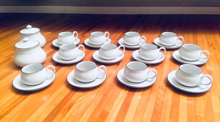 Mancioli - "曼西奥利"咖啡服务12人（杯子，碟子和糖碗） (14) - 瓷