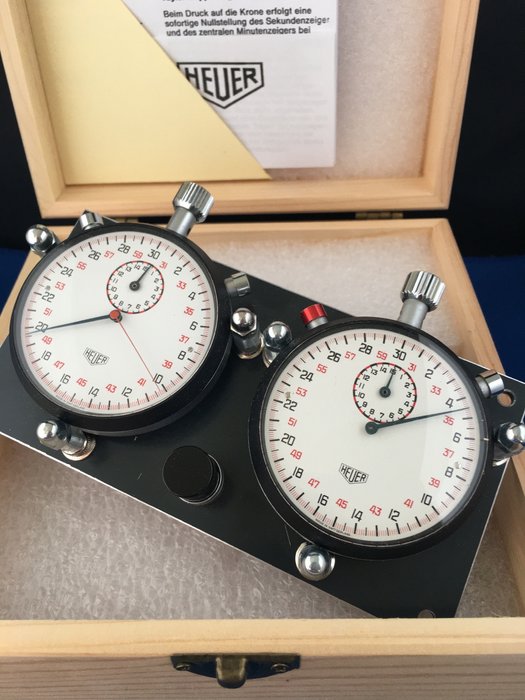 zestaw deski rozdzielczej stopera - rattrapante / schleppzeiger - Heuer - racing dial - Heuer - 1970-1980