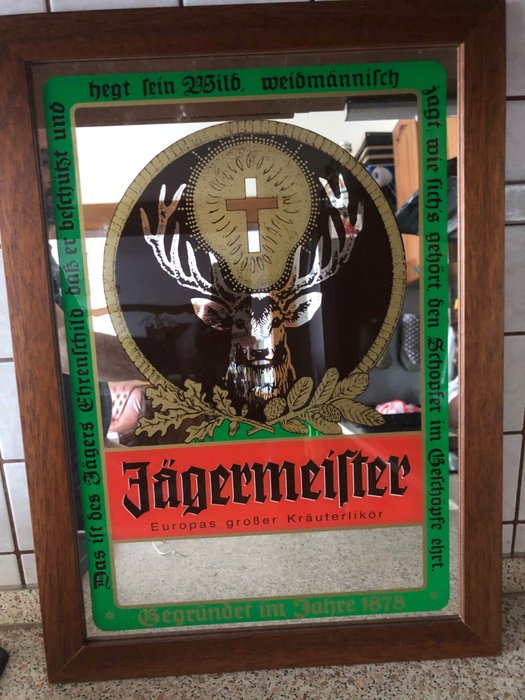Jägermeister - Miroir publicitaire Jägermeister - Moderne - Verre en bois