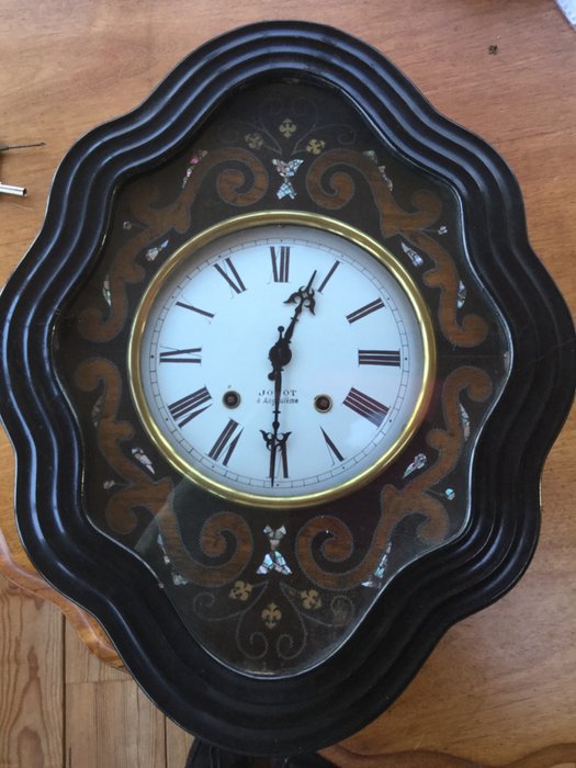 Antyczny francuski ebonizowany zegar Oeil de Boeuf - Drewno, Macica perłowa - Late 19th century