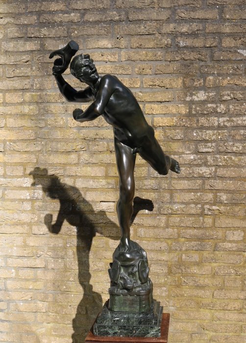 Jef Lambeaux (1852 – 1908) – Beeld, Groot beeld naakte Silvius Brabo – 110 cm – Brons – Tweede helft 19e eeuw
