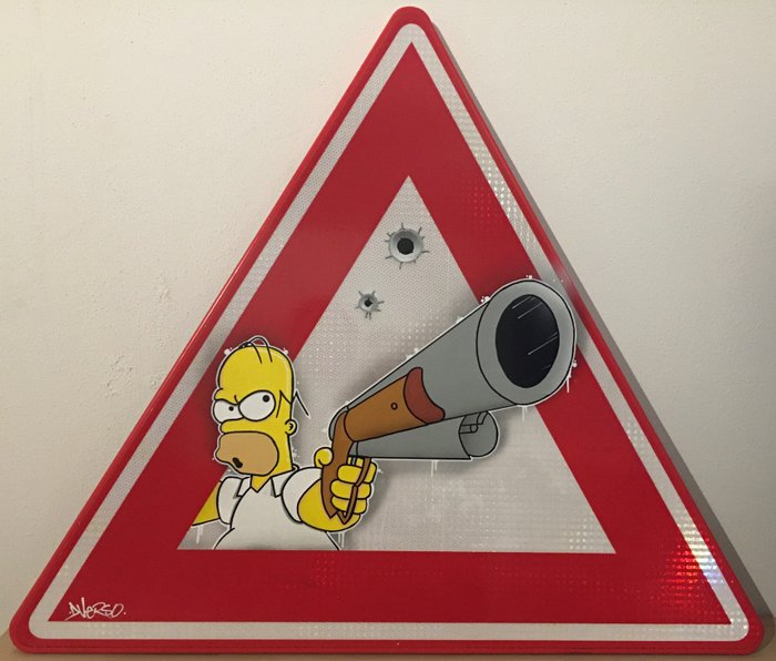 Dverso – Homercide Simpson on original traffic sign