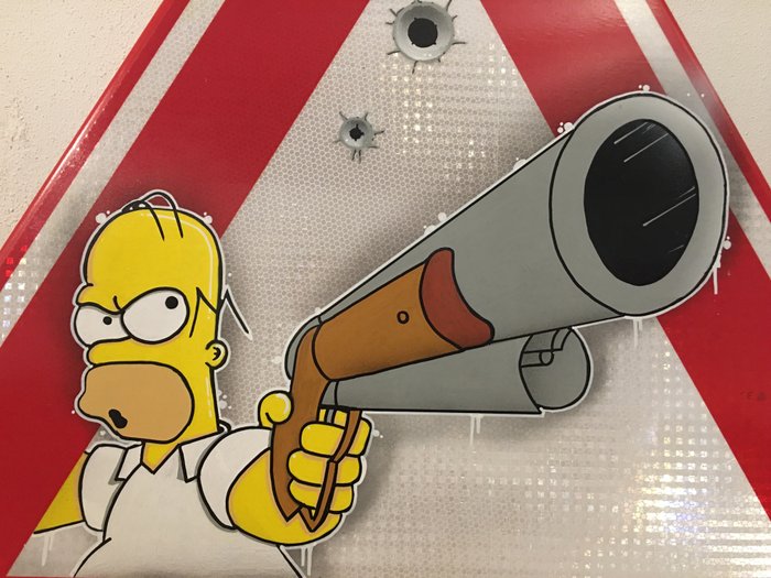 Dverso – Homercide Simpson on original traffic sign