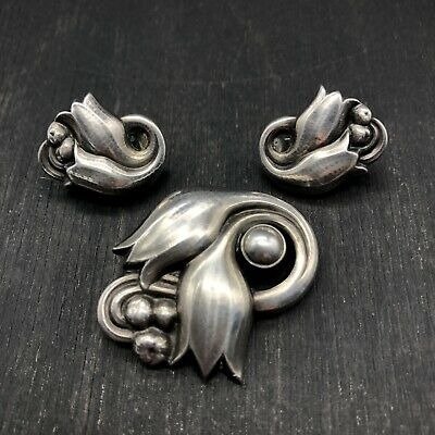 Georg Jensen - 925 Silver - Brooch, Earrings
