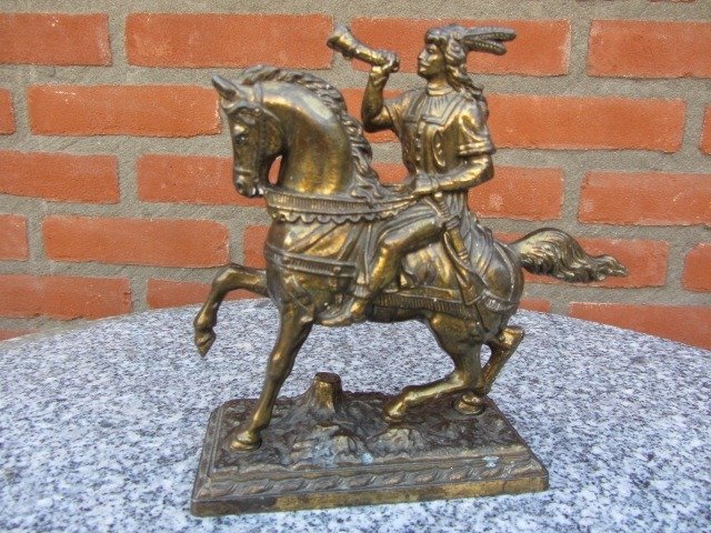 escultura india a caballo - bronce bronce