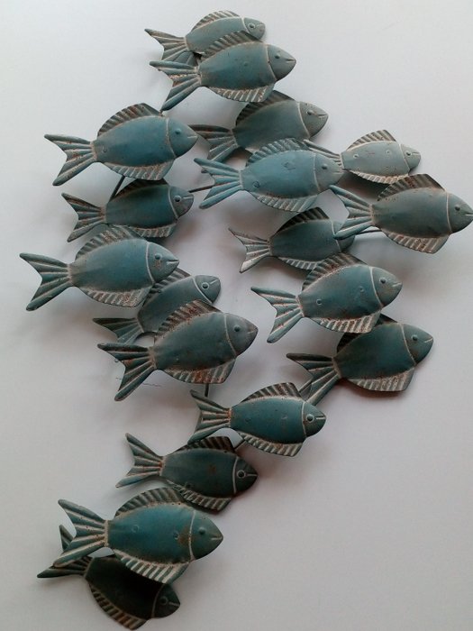 魚群的大3D牆面裝飾 - 金屬