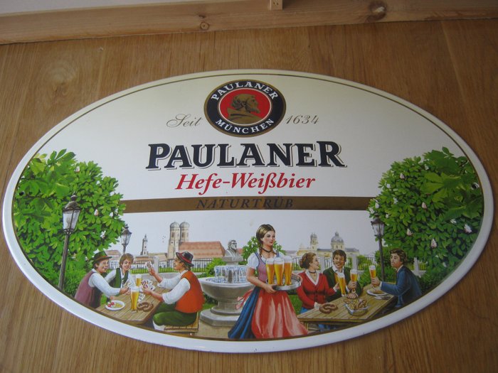 Paulaner bier - Enamel advertising plate (1) - Enamel