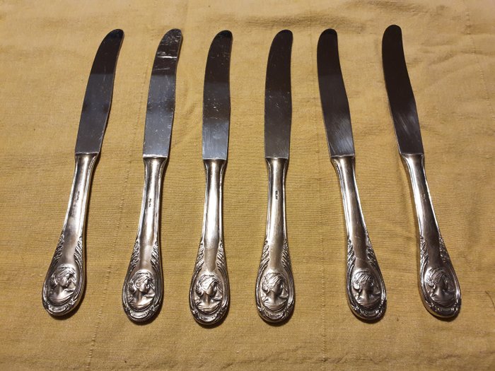 Rostfrei - cuchillos (6) - Art Nouveau - .800 plata