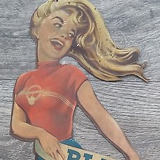 Blaupunkt Autoradio PINUP Blechschild Shape 44 cm Pin Up Girl Schild Sign 