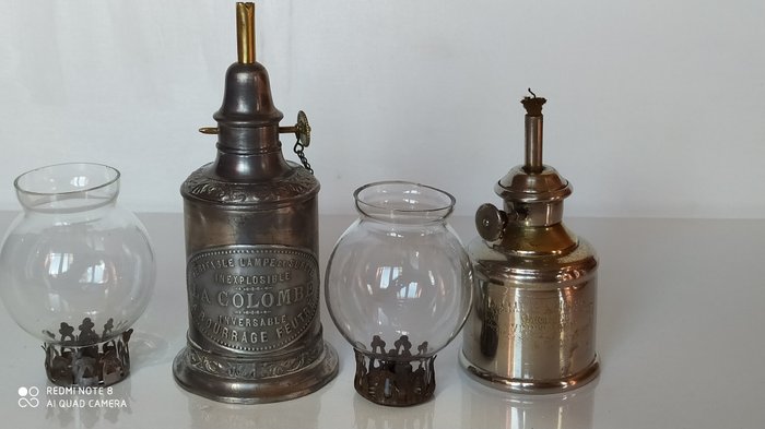 vieja lámpara de paloma 1885 la rata paloma / bodega (2) - Art Nouveau - Peltre / Estaño, cobre cromo y zinc