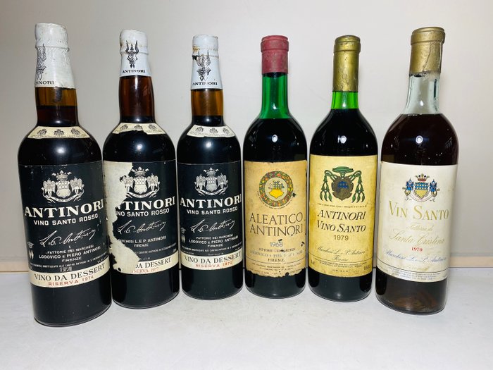 Antinori: 1973, 1974, 1977 Vino Santo Rosso Riserva & 1968 Aleatico & 1970, 1979 VinSanto - Toskana - 6 Flaschen (0,75 l)