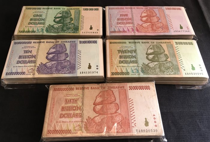 10 Zimbabwe Banknotes-10 x 1 Billion Dollars-currency