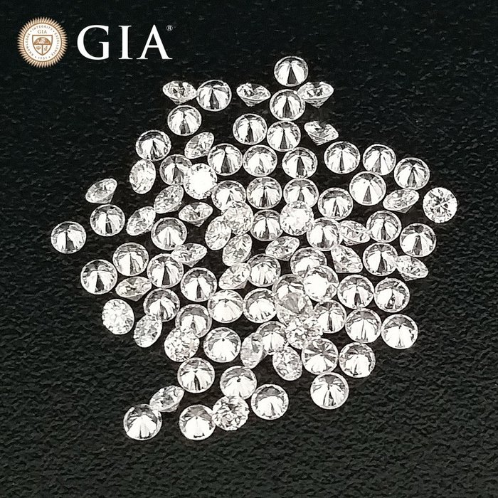 49 pcs Diamonds - 1.01 ct - Round - D (colourless), E, F 