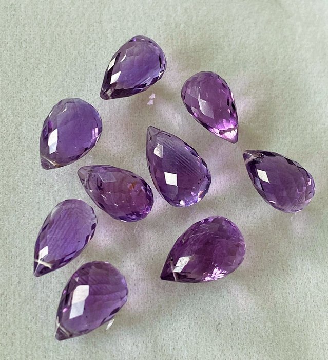 9 pcs 紫色 紫水晶 - 42.13 ct