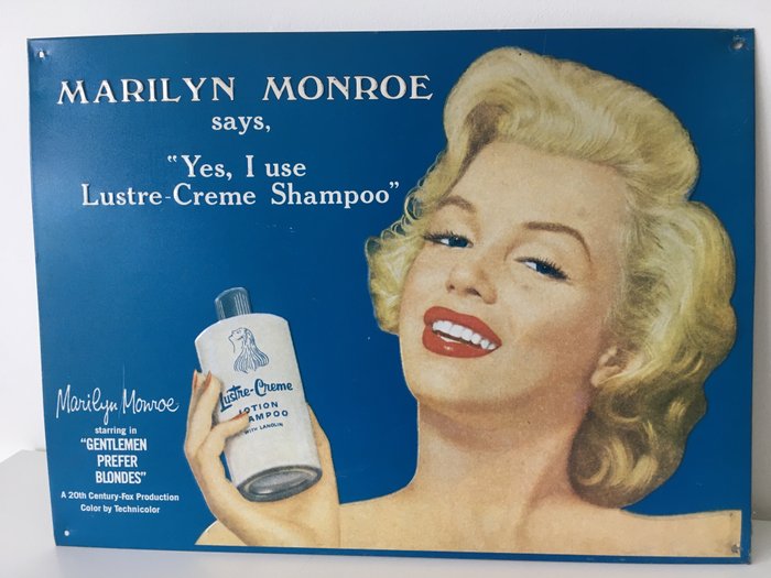 Marilyn Monroe Lustre Creme Shampoo - Chapa Advertising Poster - Aço