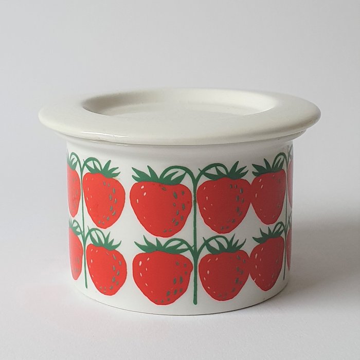 Raija Uosikkinen - Arabia - Marmeladenglas mit Erdbeeren vom Pomona-Service